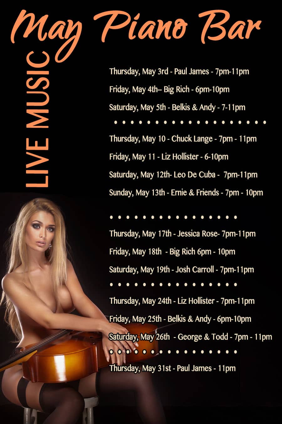 Caliente resorts may piano schedule